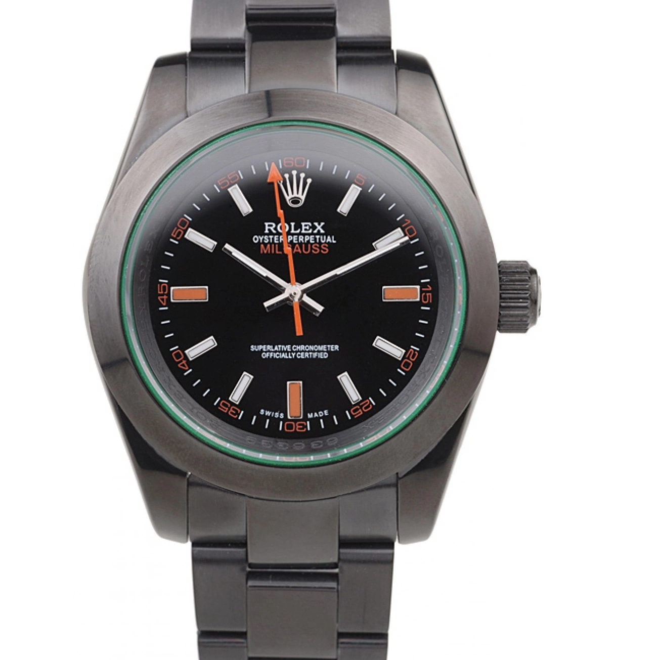 Aaa replica watch Dial Black Saphire Tinted Rolex Green Pro-Hunter Milgauss 0714